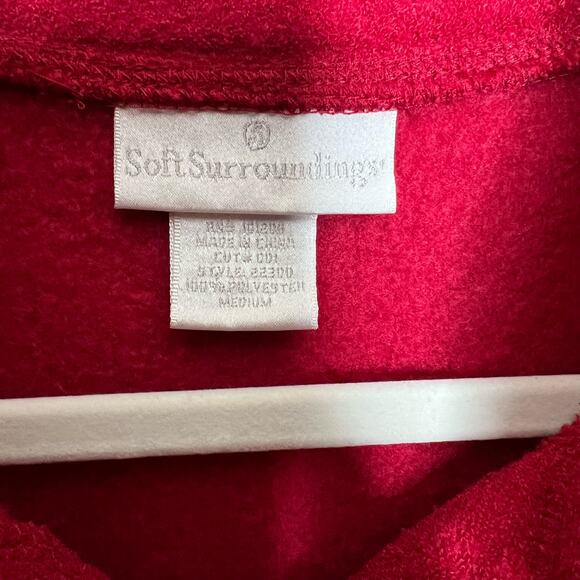 Soft Surroundings Red Fleece Tunic length Button up sweater size Medium - Picture 7 of 8